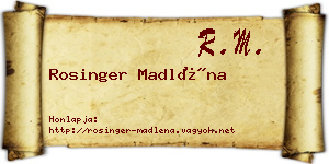 Rosinger Madléna névjegykártya